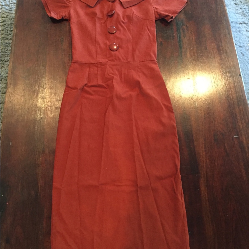Bettie Page Rita Dress in burnt orange - Picture 4 of 6